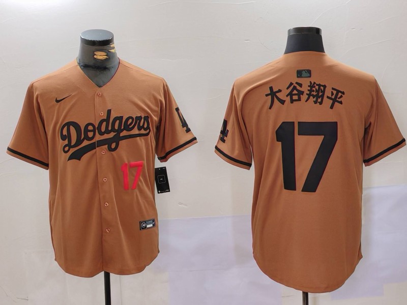 Men Los Angeles Dodgers 17 Ohtani army green joint name 2024 Nike MLB Jersey style 2